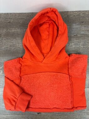 Aerie Cropped Terry Hoodie Sweatshirt Bright Orange Size S/P